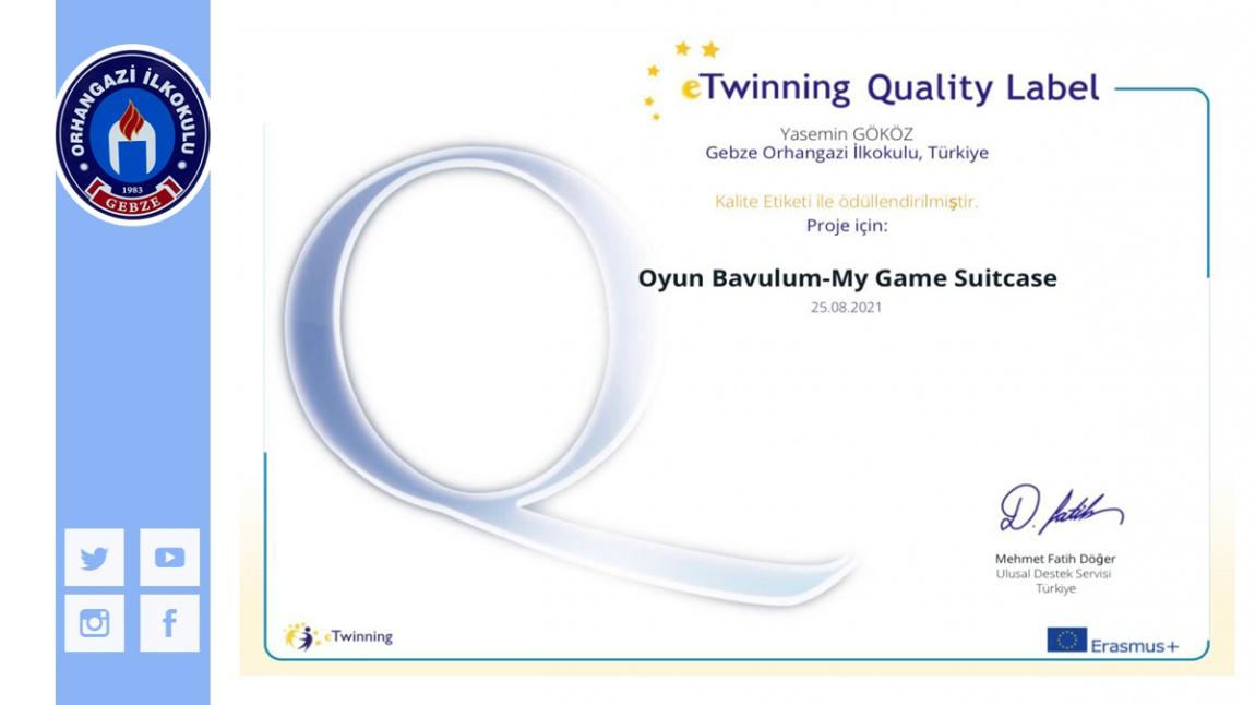 Oyun Bavulum e-Twinning projemiz ' Ulusal Destek Servisi' tarafından kalite etiketi ile ödüllendirilmiştir.